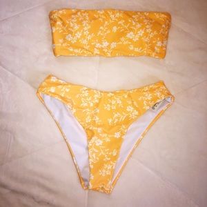 High Waisted yellow bikini set- Zaful